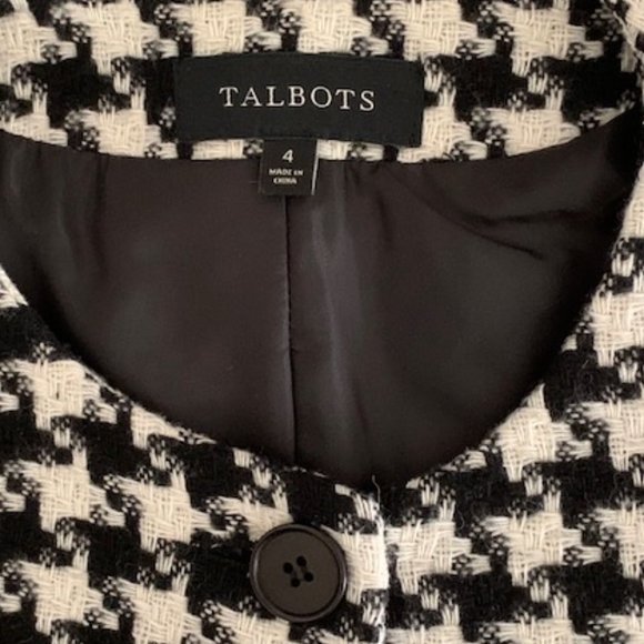Talbots Houndstooth Wool Blend Blazer Jacket Sz 4 - Picture 7 of 11
